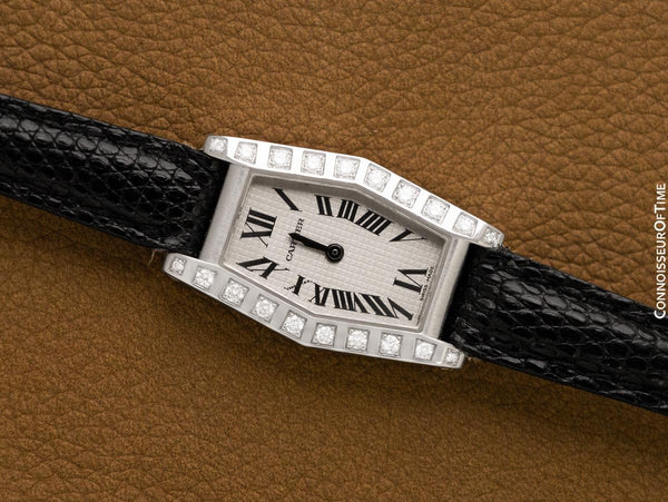 Cartier Lanier Ladies Hexagon Watch - 18K White Gold & Cartier Factory Set Diamonds
