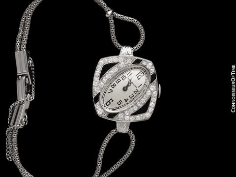 1910's Patek Philippe Vintage Ladies Watch with Stunning Period Case - Platinum, Enamel & Diamonds