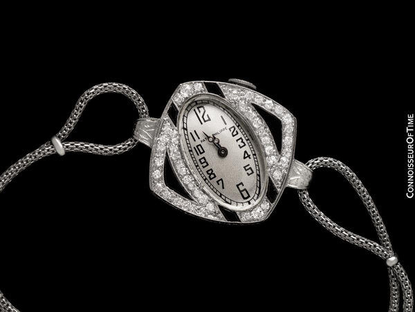 1910's Patek Philippe Vintage Ladies Watch with Stunning Period Case - Platinum, Enamel & Diamonds