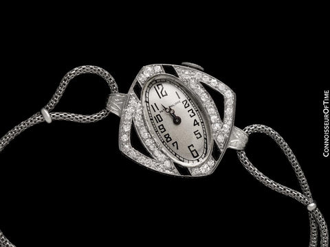 1910's Patek Philippe Vintage Ladies Watch with Stunning Period Case - Platinum, Enamel & Diamonds