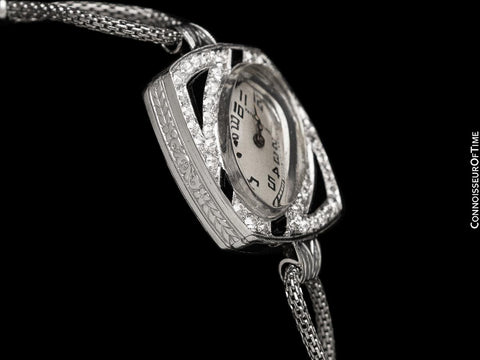 1910's Patek Philippe Vintage Ladies Watch with Stunning Period Case - Platinum, Enamel & Diamonds