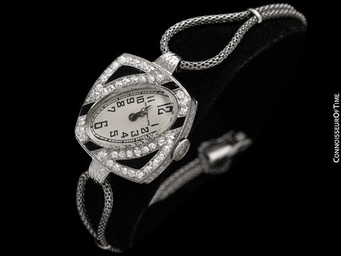 1910's Patek Philippe Vintage Ladies Watch with Stunning Period Case - Platinum, Enamel & Diamonds