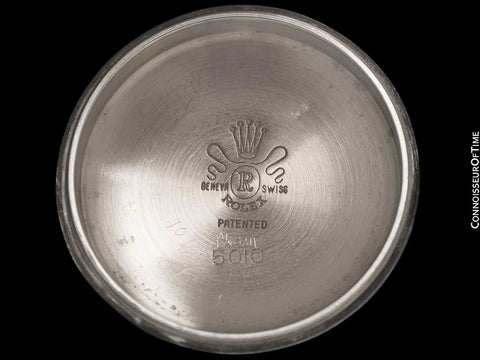 1948 Rolex Vintage Mens Oyster Perpetual Bubbleback Watch, Ref. 5010 - Stainless Steel & 18K Rose Gold