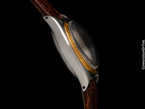 1948 Rolex Vintage Mens Oyster Perpetual Bubbleback Watch, Ref. 5010 - Stainless Steel & 18K Rose Gold