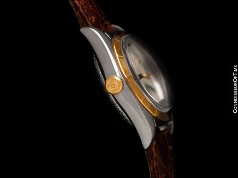 1948 Rolex Vintage Mens Oyster Perpetual Bubbleback Watch, Ref. 5010 - Stainless Steel & 18K Rose Gold