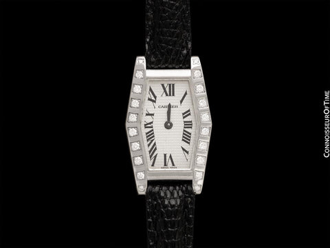 Cartier Lanier Ladies Hexagon Watch - 18K White Gold & Cartier Factory Set Diamonds