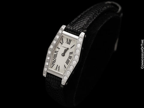 Cartier Lanier Ladies Hexagon Watch - 18K White Gold & Cartier Factory Set Diamonds