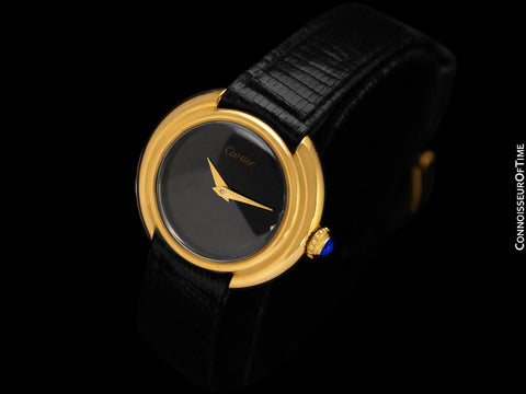 Cartier Ellipse Vintage Ladies Mechanical Watch with Band & Buckle - Solid 18K Gold
