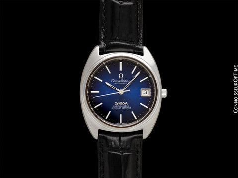 1971 Omega Constellation "C" Chronometer Vintage Mens Watch with Blue Vignette Dial - Stainless Steel