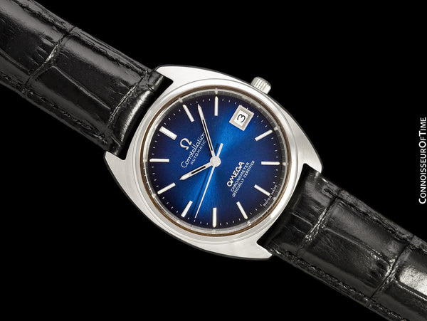 1971 Omega Constellation "C" Chronometer Vintage Mens Watch with Blue Vignette Dial - Stainless Steel