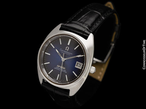 1971 Omega Constellation "C" Chronometer Vintage Mens Watch with Blue Vignette Dial - Stainless Steel