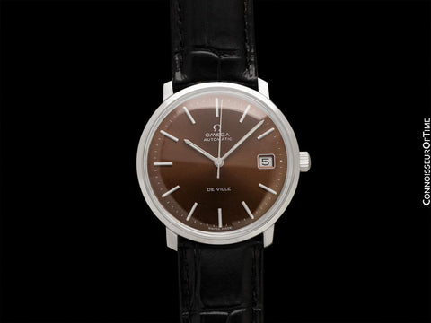 1973 Omega De Ville Vintage Mens Full Size Automatic Watch with Chocolate Bronze Dial - Stainless Steel