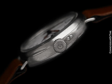 1918 Longines for Tiffany & Co. Caliber 13.33 Mens Single Button World War I Military Chronograph Watch - Sterling Silver