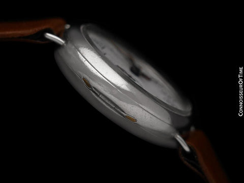 1918 Longines for Tiffany & Co. Caliber 13.33 Mens Single Button World War I Military Chronograph Watch - Sterling Silver