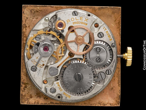 1947 Rolex Precision Vintage Mens Claw Lugs Square Dress Watch - 14K Rose Gold & Stainless Steel