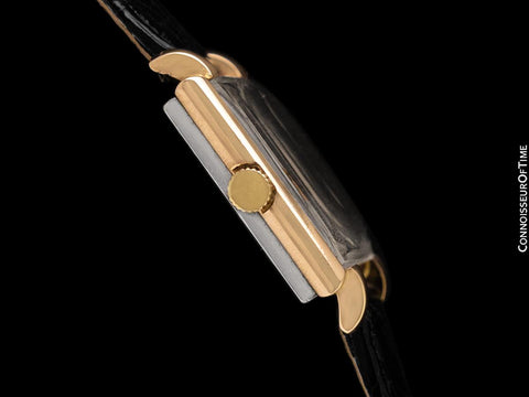 1947 Rolex Precision Vintage Mens Claw Lugs Square Dress Watch - 14K Rose Gold & Stainless Steel