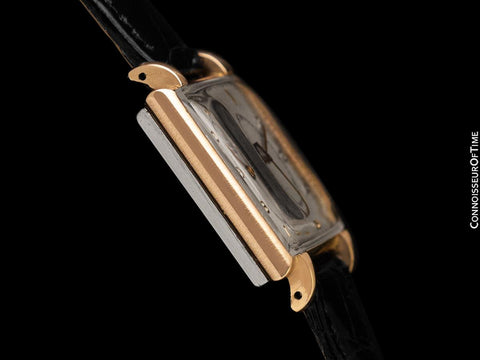 1947 Rolex Precision Vintage Mens Claw Lugs Square Dress Watch - 14K Rose Gold & Stainless Steel