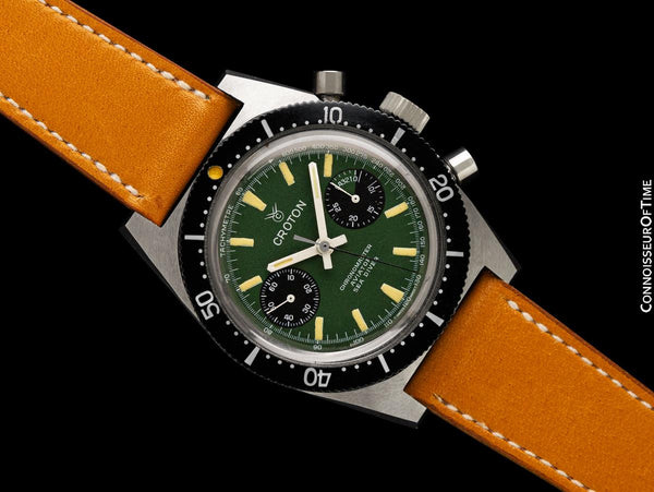 1970's Croton Vintage Mens Retro Chronomaster Sea Diver Aviator Watch - Rare Unworn New Old Stock with Sticker