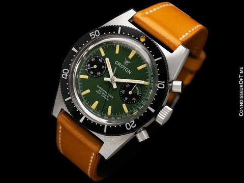 1970's Croton Vintage Mens Retro Chronomaster Sea Diver Aviator Watch - Rare Unworn New Old Stock with Sticker