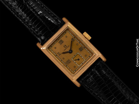 1942 Omega "Deluxe Marine" Standard Rare Early Waterproof Patented Case Watch - 14K Pink Gold
