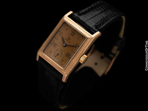 1942 Omega "Deluxe Marine" Standard Rare Early Waterproof Patented Case Watch - 14K Pink Gold