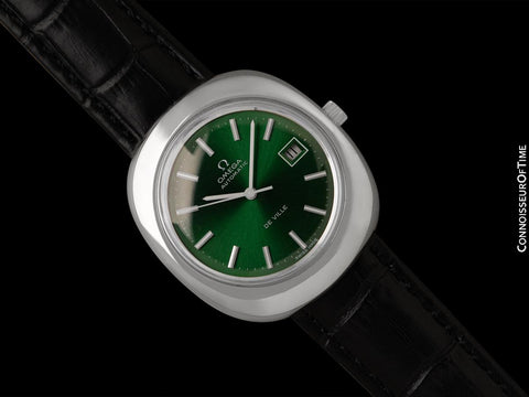 1972 Omega De Ville Vintage Mens Large Retro Automatic Watch with Emerald Green Dial - Stainless Steel