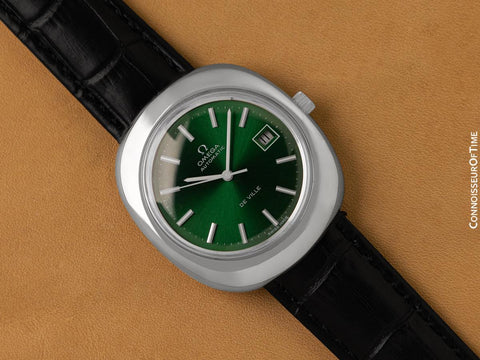 1972 Omega De Ville Vintage Mens Large Retro Automatic Watch with Emerald Green Dial - Stainless Steel