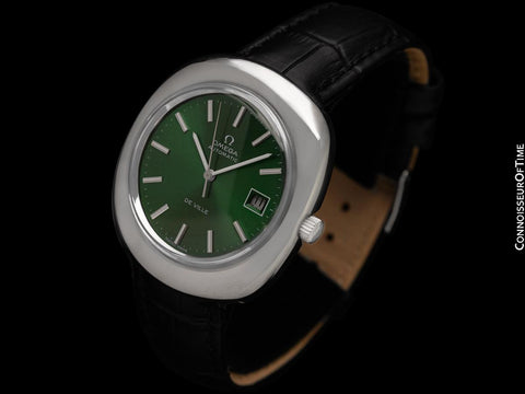 1972 Omega De Ville Vintage Mens Large Retro Automatic Watch with Emerald Green Dial - Stainless Steel