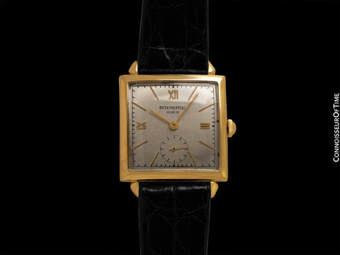 1940's Patek Philippe Vintage Mens Square Watch with Dog Ear Lugs - 18K Gold