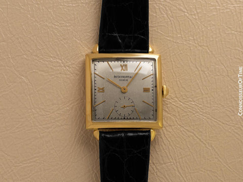 1940's Patek Philippe Vintage Mens Square Watch with Dog Ear Lugs - 18K Gold