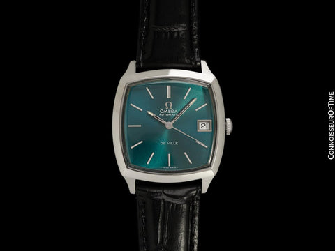 1970 Omega De Ville Vintage Mens Automatic Dark Ocean Teal Dial Watch - Stainless Steel