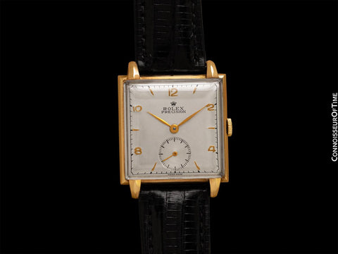 1946 Rolex Precision Vintage Mens Claw Lugs Square Dress Watch - 14K Gold & Stainless Steel