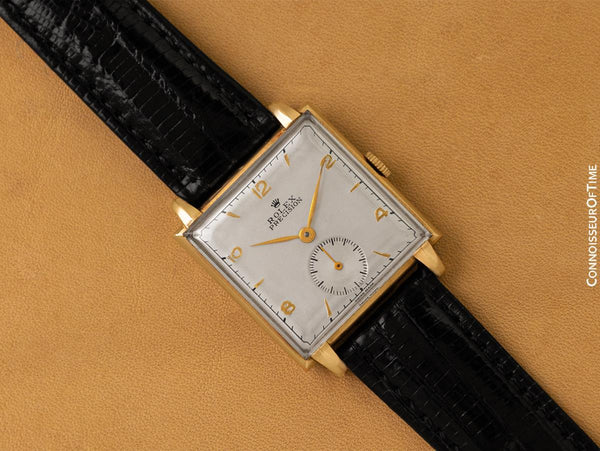 1946 Rolex Precision Vintage Mens Claw Lugs Square Dress Watch - 14K Gold & Stainless Steel