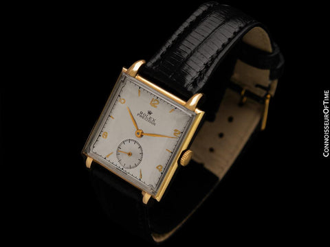 1946 Rolex Precision Vintage Mens Claw Lugs Square Dress Watch - 14K Gold & Stainless Steel