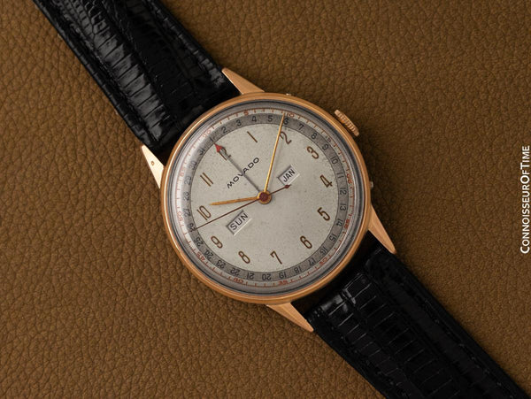 1940's Movado Vintage Triple Calendar Larger Size "FDR's Watch" - 18K Rose Gold & Steel - The Calendograph