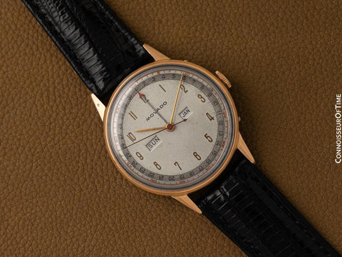 1940's Movado Vintage Triple Calendar Larger Size "FDR's Watch" - 18K Rose Gold & Steel - The Calendograph