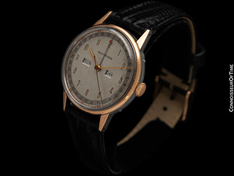 1940's Movado Vintage Triple Calendar Larger Size "FDR's Watch" - 18K Rose Gold & Steel - The Calendograph
