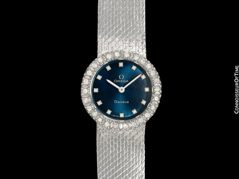 1970's Omega Geneve Vintage Ladies Handwound Watch - Stainless Steel & Diamonds