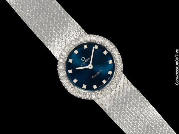 1970's Omega Geneve Vintage Ladies Handwound Watch - Stainless Steel & Diamonds