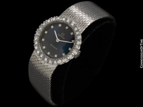 1970's Omega Geneve Vintage Ladies Handwound Watch - Stainless Steel & Diamonds