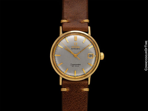 1960's Omega Seamaster De Ville Vintage Mens Cal. 560 Solid 14K Gold & Steel Watch - Rare Only 3000 Made