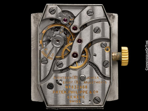 1946 Patek Philippe Vintage Mens Ref. 1438 Rectangular Watch with Hooded Lugs - 18K Gold