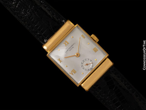 1946 Patek Philippe Vintage Mens Ref. 1438 Rectangular Watch with Hooded Lugs - 18K Gold