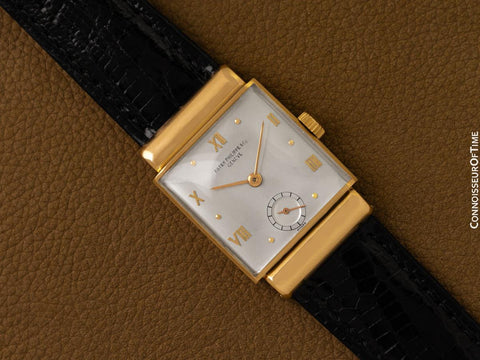 1946 Patek Philippe Vintage Mens Ref. 1438 Rectangular Watch with Hooded Lugs - 18K Gold