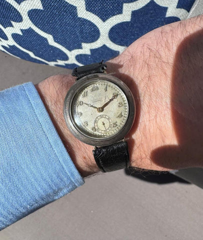 1920's Movado Full Hermetic Mens Nickel Watch - Early Waterproof Design
