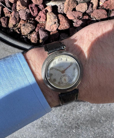 1920's Movado Full Hermetic Mens Nickel Watch - Early Waterproof Design