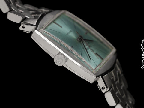 1966 Omega De Ville Vintage Mens Automatic Classic Retro TV Case Watch with Tiffany Blue Dial - Stainless Steel