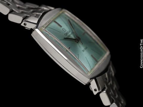 1966 Omega De Ville Vintage Mens Automatic Classic Retro TV Case Watch with Tiffany Blue Dial - Stainless Steel