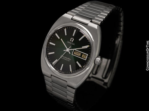 1981 Omega Seamaster Vintage Mens Bracelet Automatic Day Date Green Dial Watch - Stainless Steel