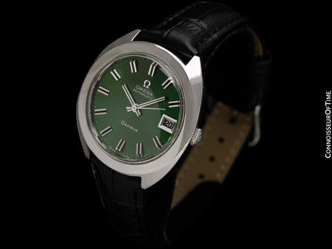 1969 Omega Geneve Vintage Mens Large 37mm Cal. 565 Watch with Emerald Dial - Stainless Steel